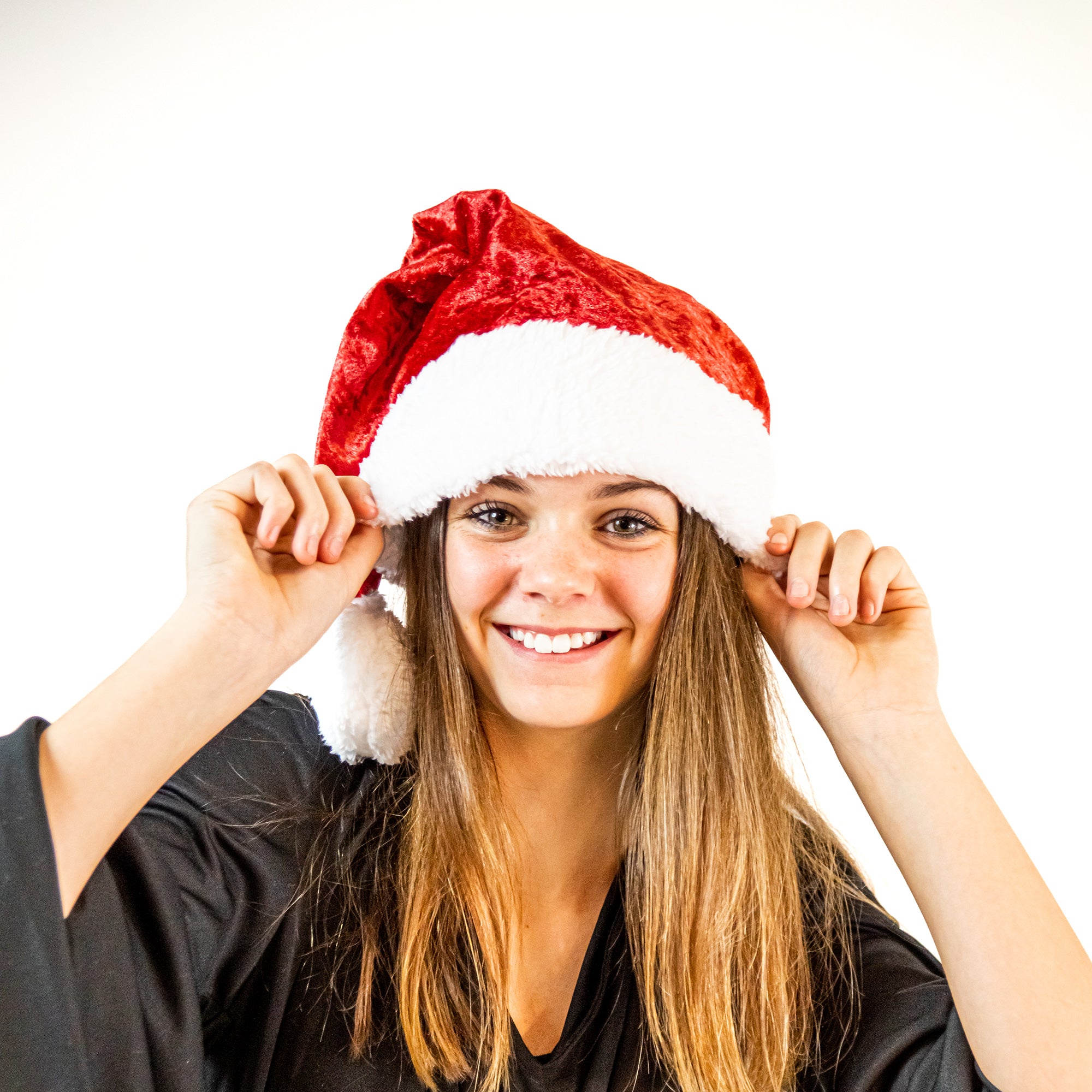 santa hat red crushed velvet velour christmas holiday