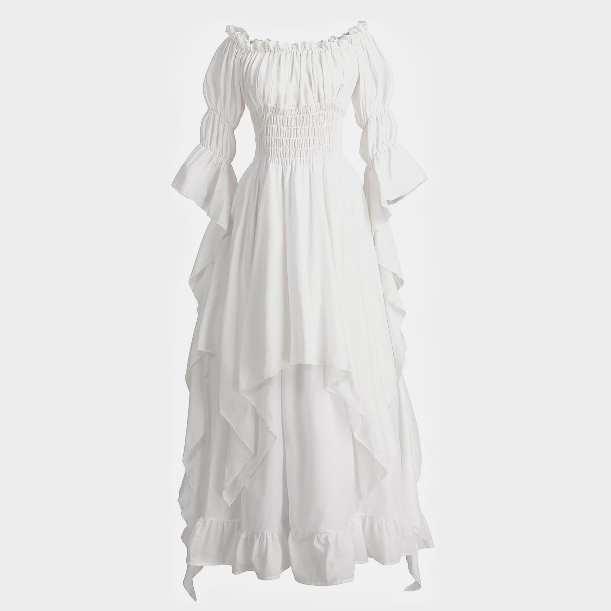medieval long sleeve ruffle hem dress renaissance