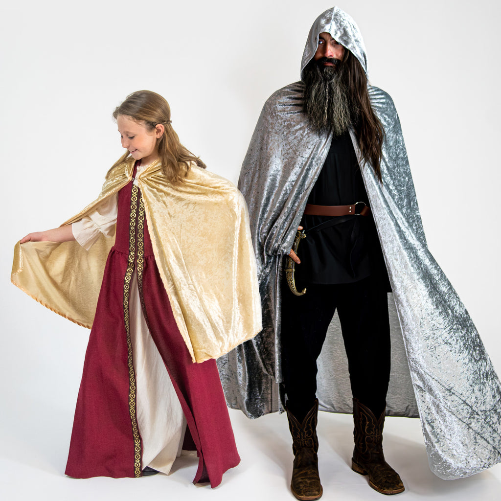 Medieval Hooded Cloak Cape Adult Kids Everfan Costume