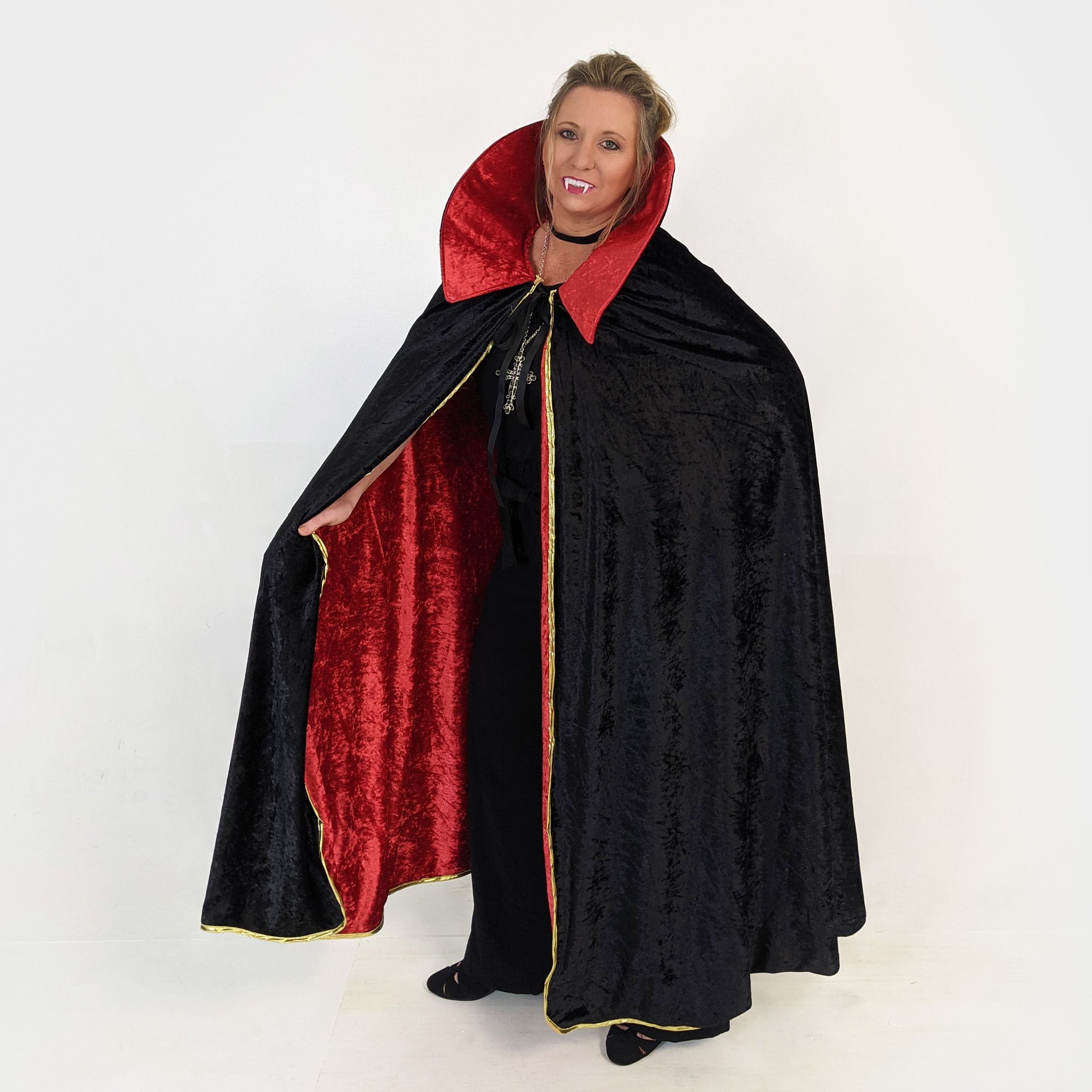 vampire dracula cloak magician black red collar cosplay halloween costume cape