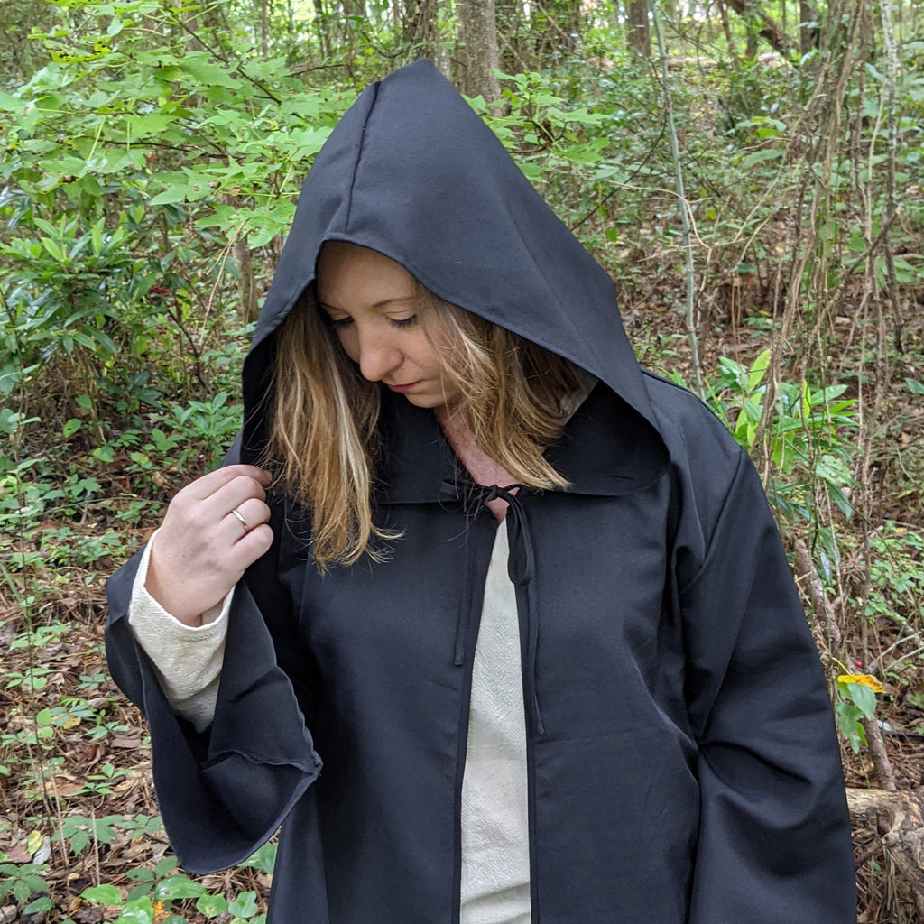 black hooded robe sleeves harry potter magician wizard monk jedi