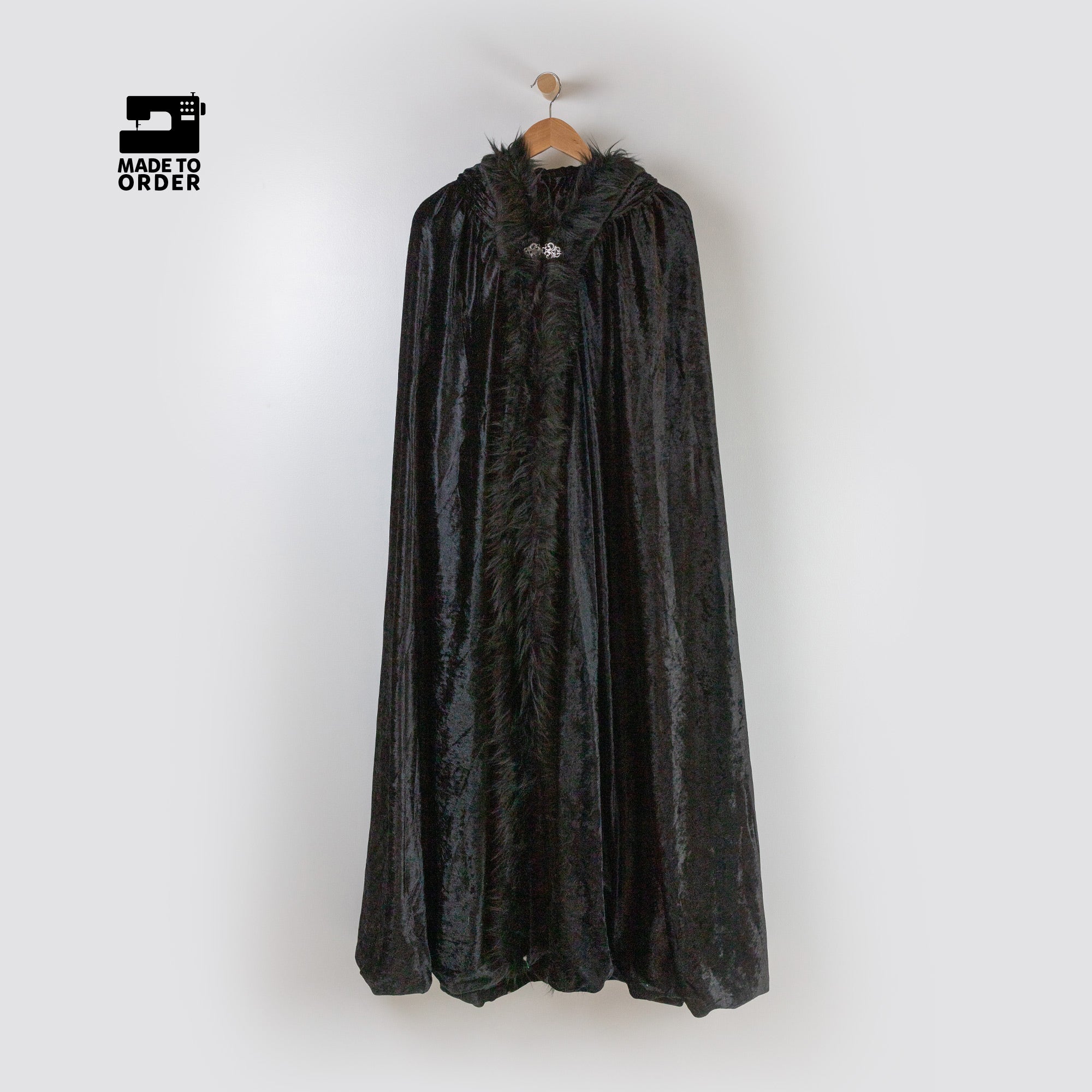 wonder woman hooded cloak black faux fur medieval
