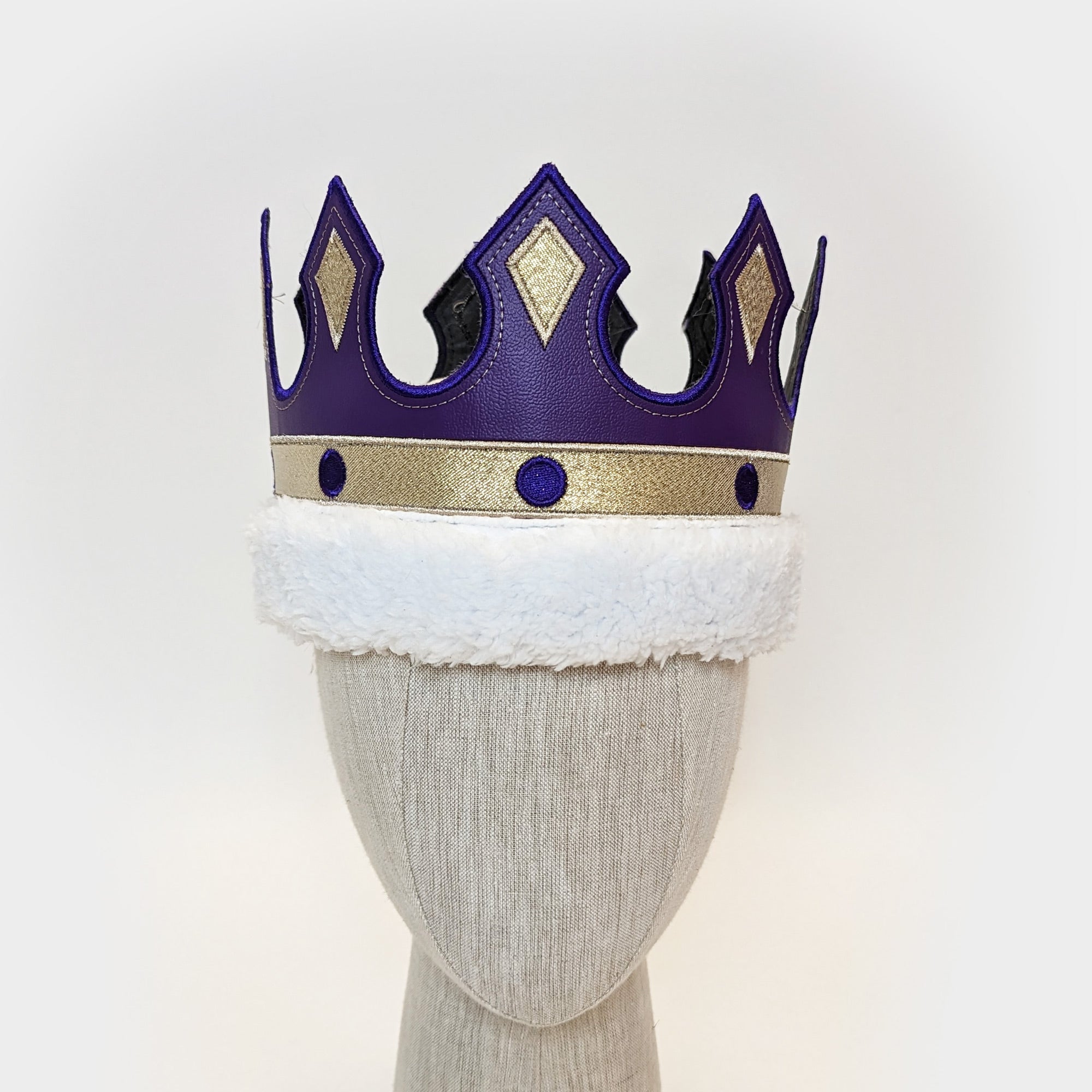 Deluxe Royal Medieval King Queen Crown Purple