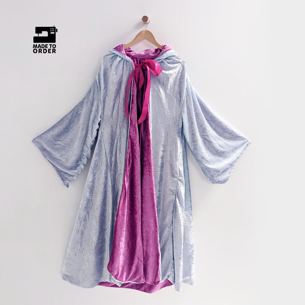 Fairy Godmother Hooded Cloak Sleeves Hood Light Blue Pink Magenta Character Halloween Costume