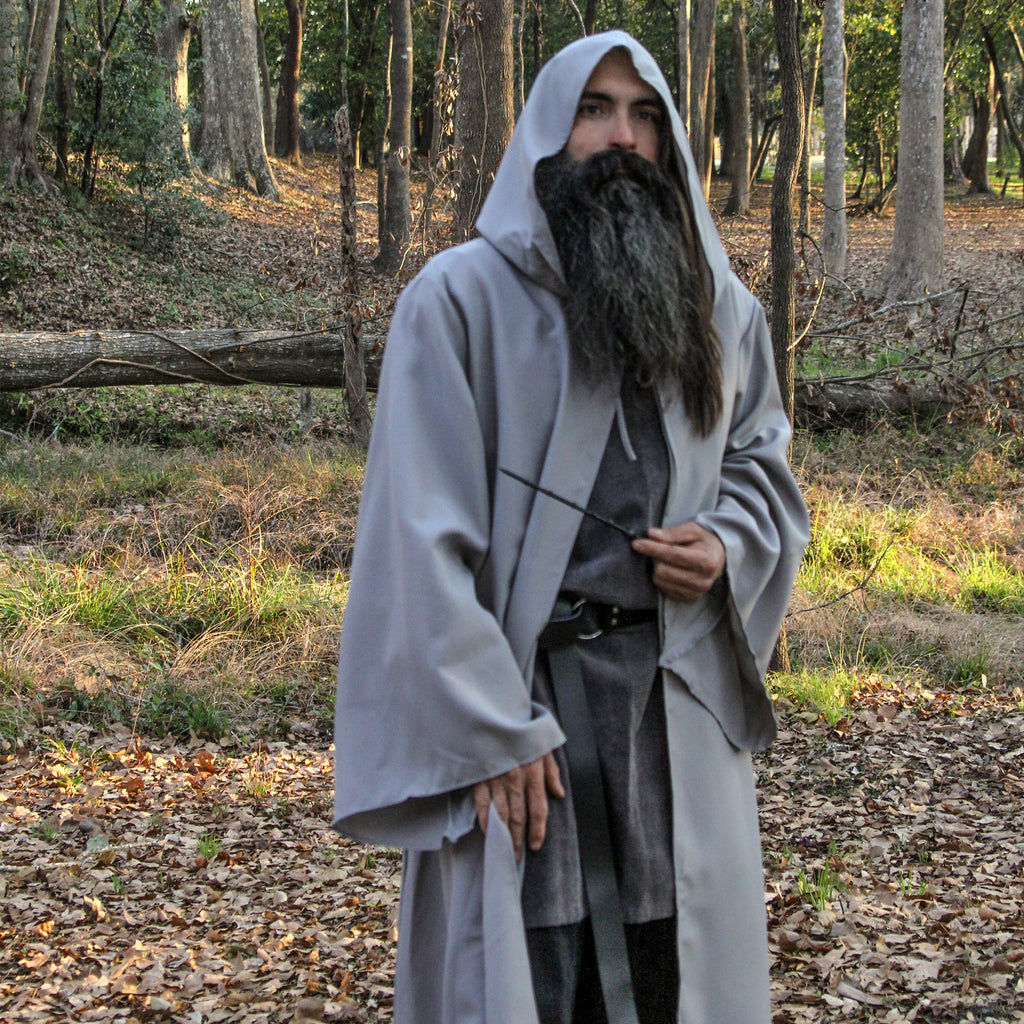 Gray hooded robe sleeves harry potter magician wizard monk jedi