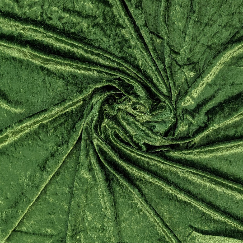 Green Polyester Crushed Velour Fabric by the Yard