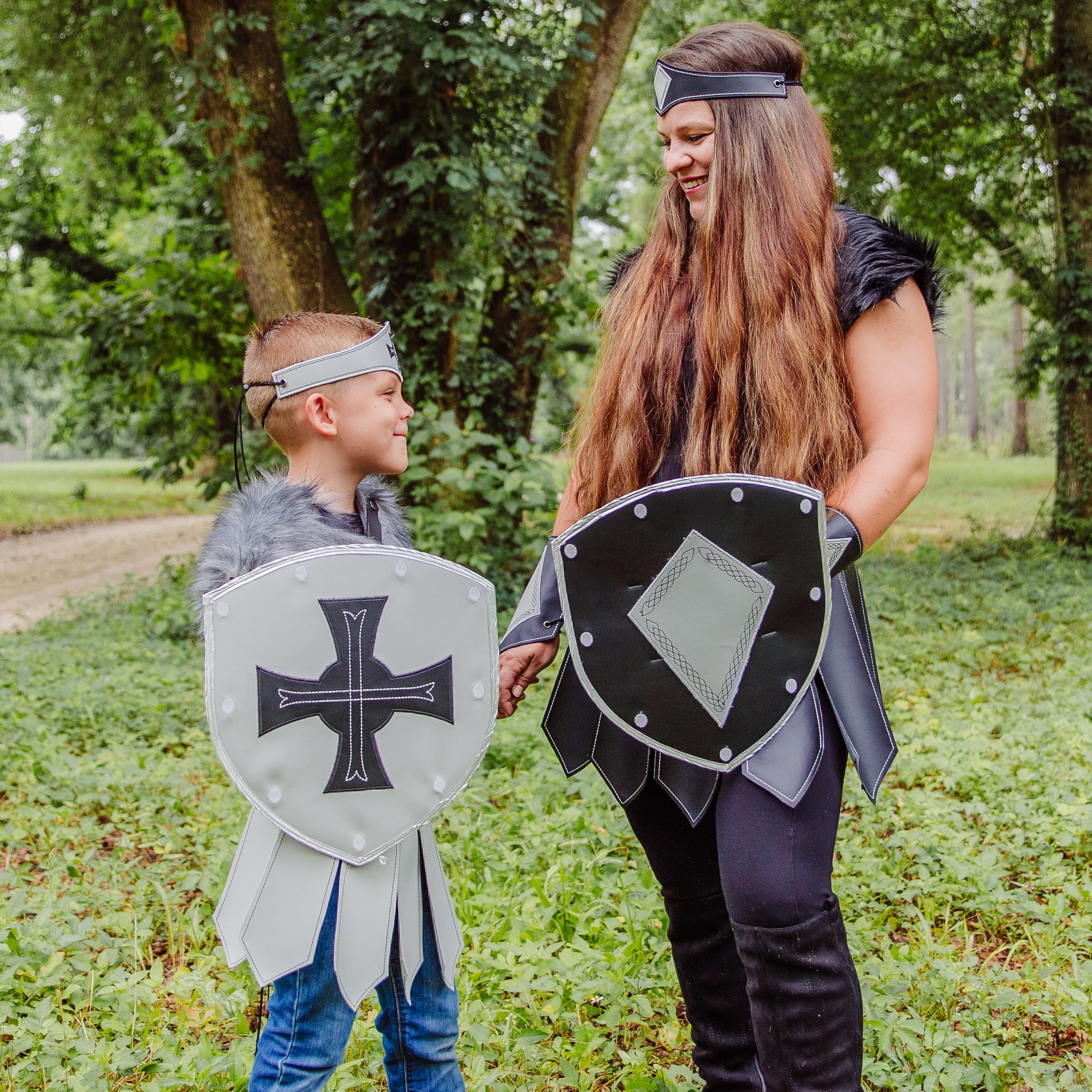 Medieval Renaissance Shield Knight Gladiator Viking Old World Cross Lion Crest Diamond Crown Fleur de Lis