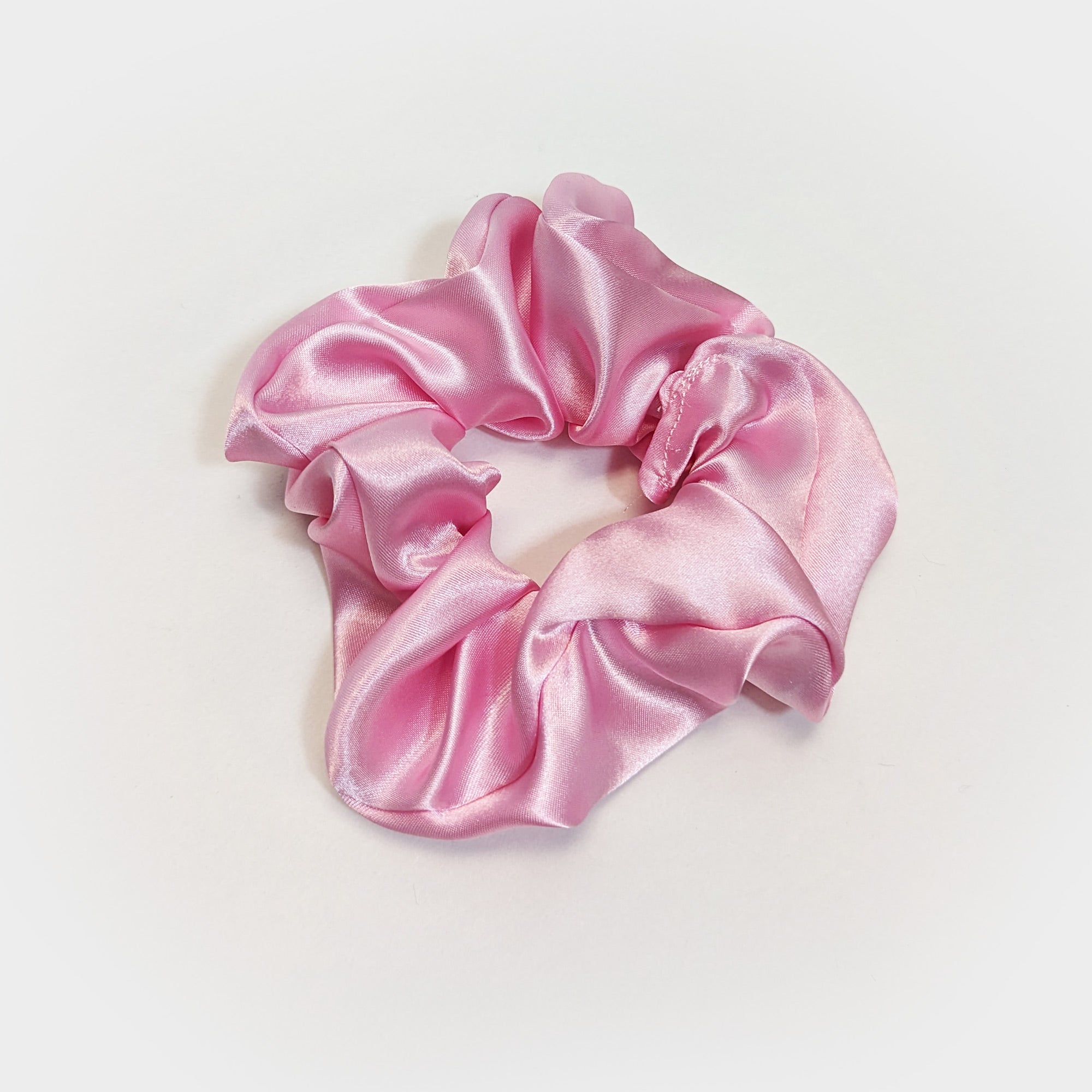 Pink Satin Scrunchy Hair Tie