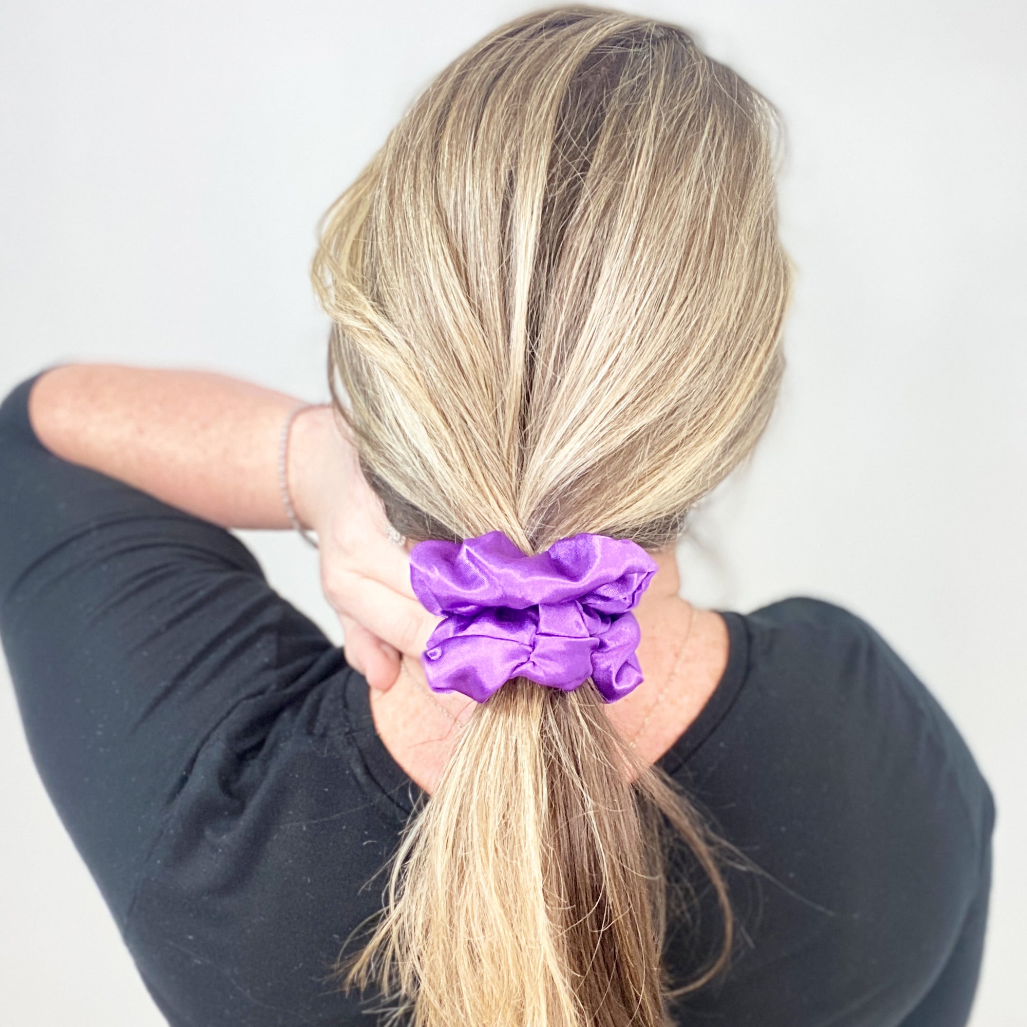 Purple Satin Scrunchy Hair Tie