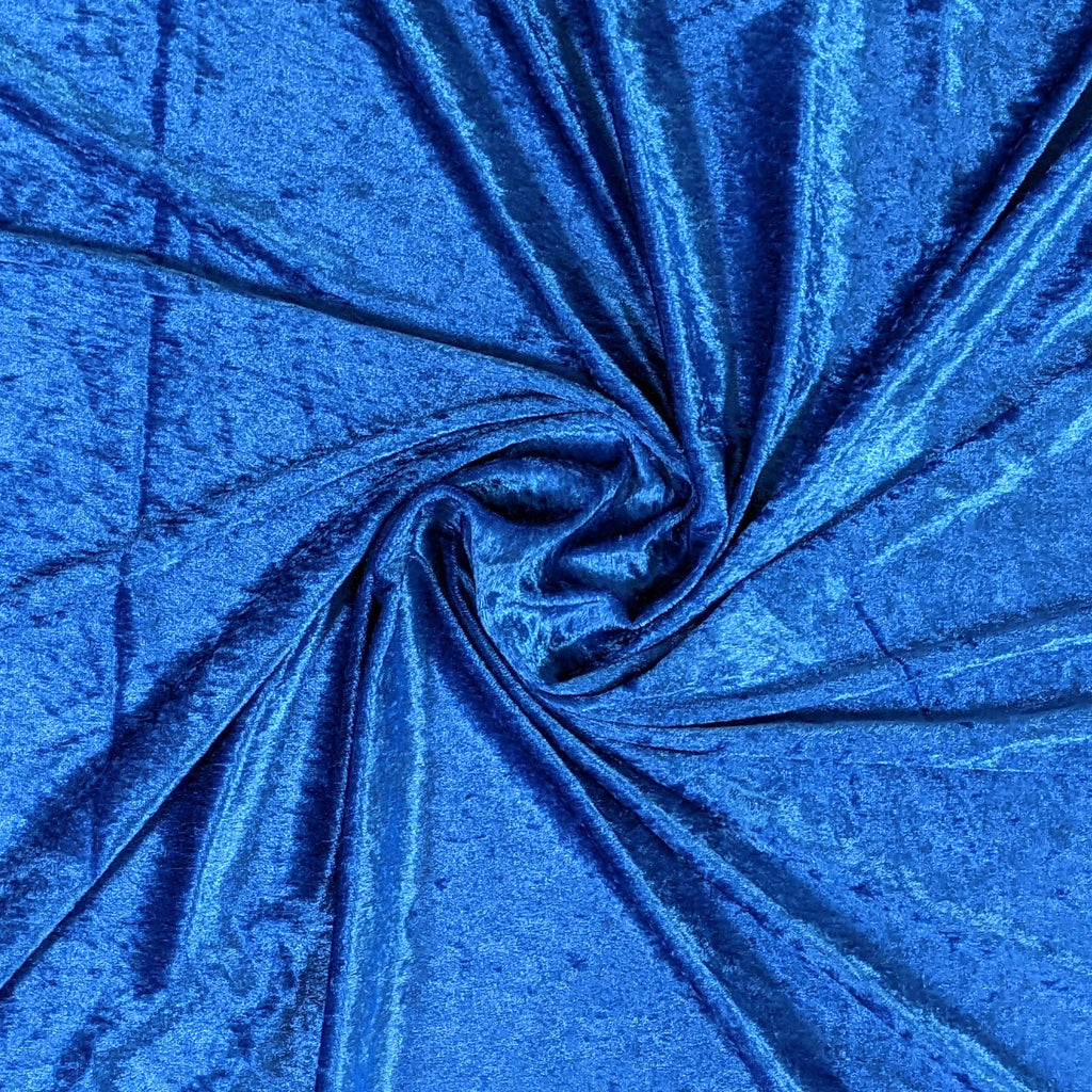 Royal Blue Polyester Crushed Velour Fabric by the Yard