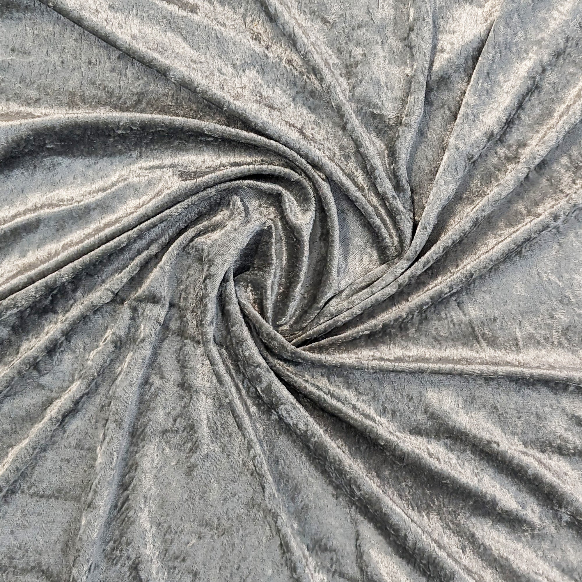Silver Gray Polyester Crushed Velour Fabric by the Yard