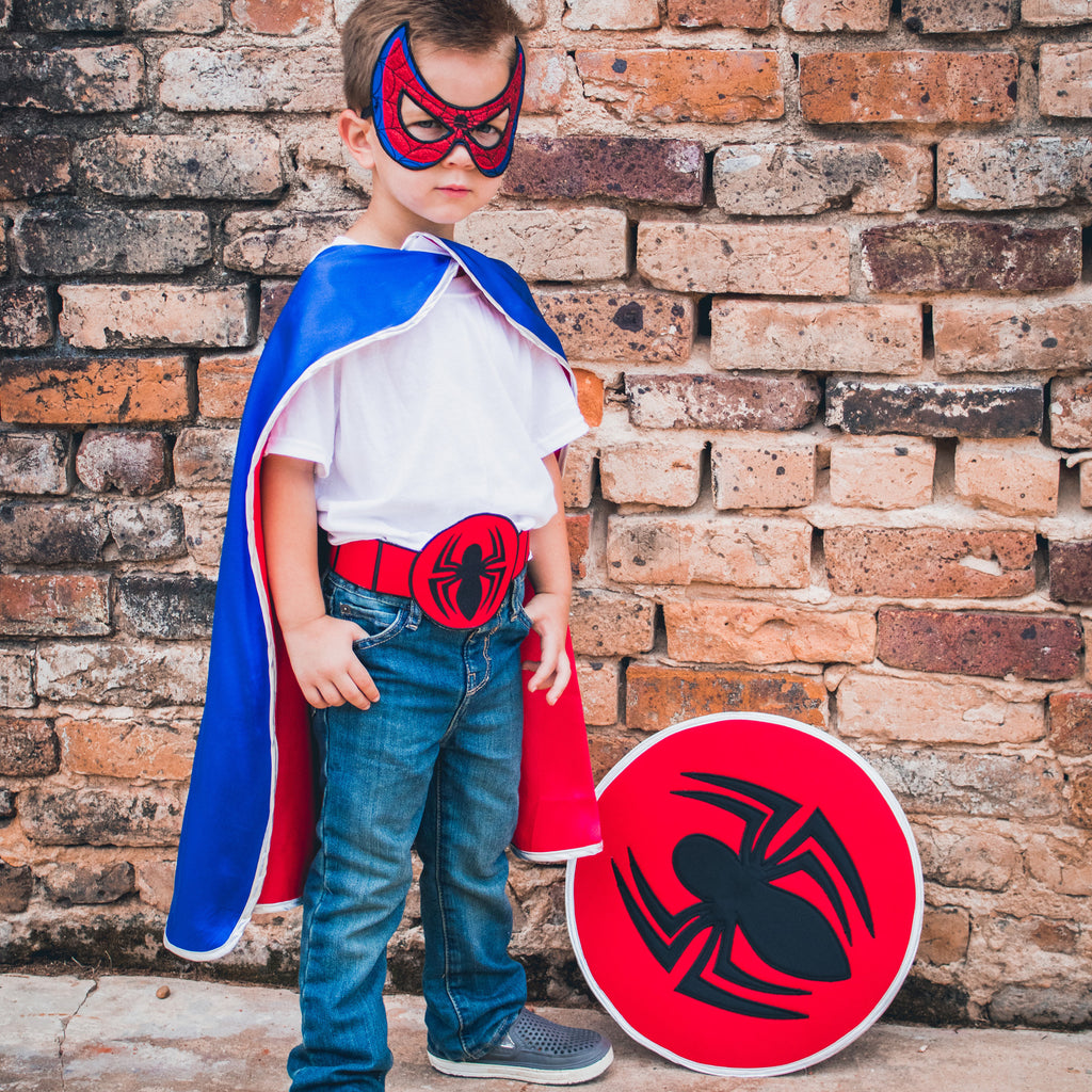 spiderman spider man costume set superhero cape shield belt eye mask halloween gift birthday personalized