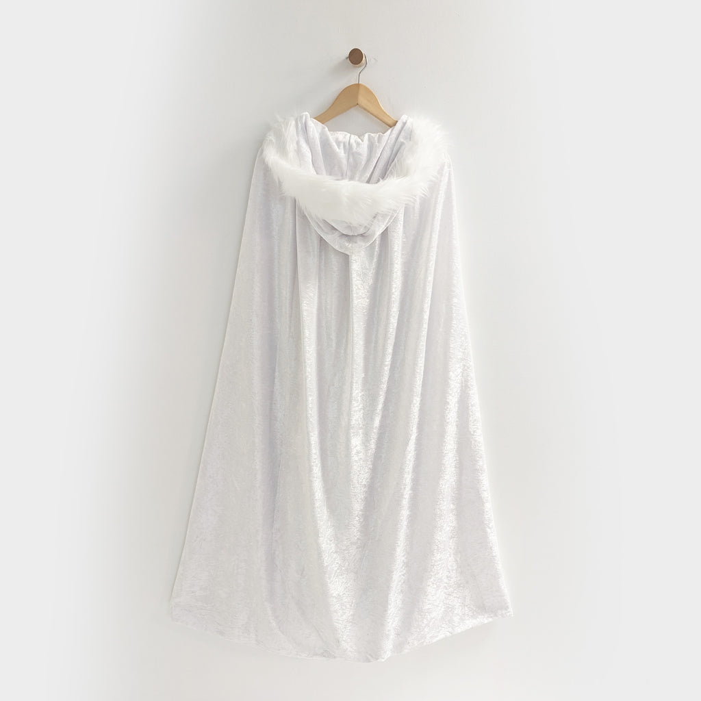 white cloak large hood fur trim medieval cosplay