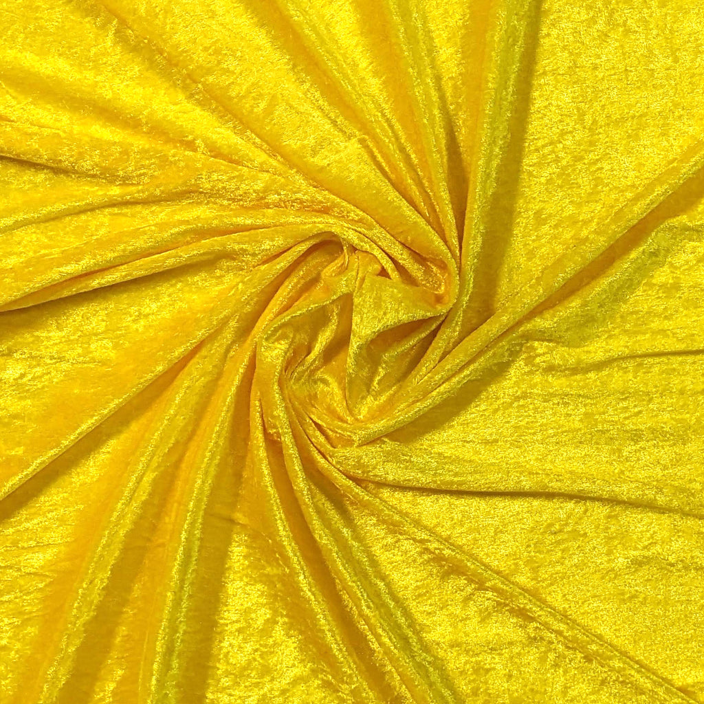Yellow Polyester Crushed Velour Fabric by the Yard