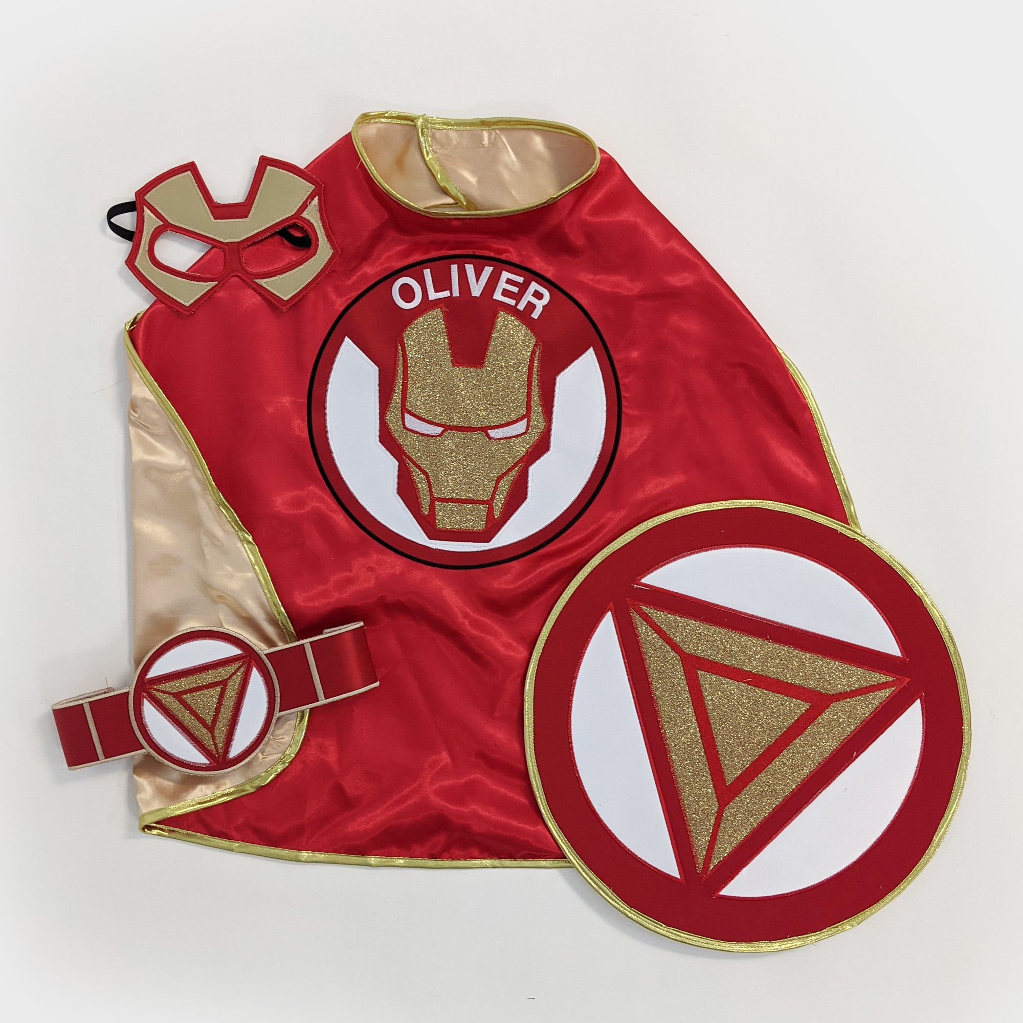 ironman iron man costume set superhero cape shield belt eye mask halloween gift birthday personalized