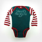 Santa's Favorite Elf Baby Onesie Bodysuit Green and Red