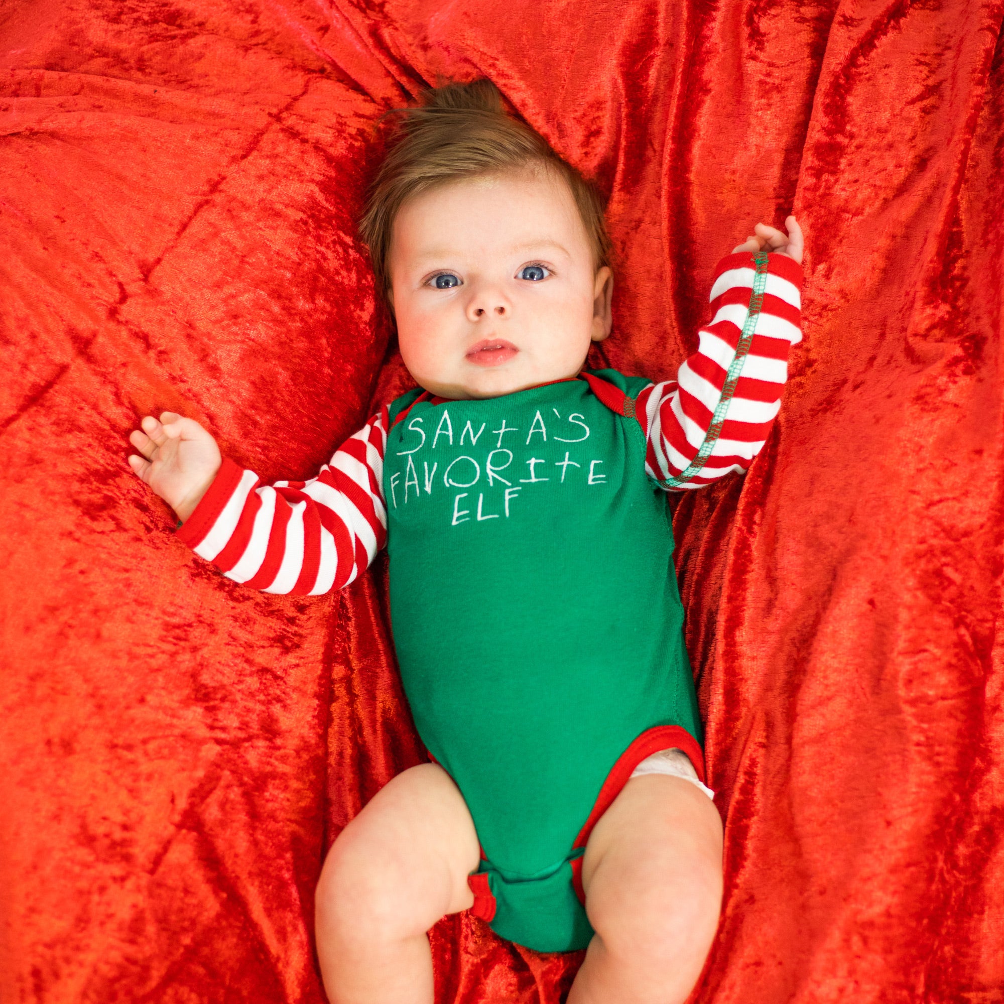 Santa's Favorite Elf Baby Onesie Bodysuit Green and Red