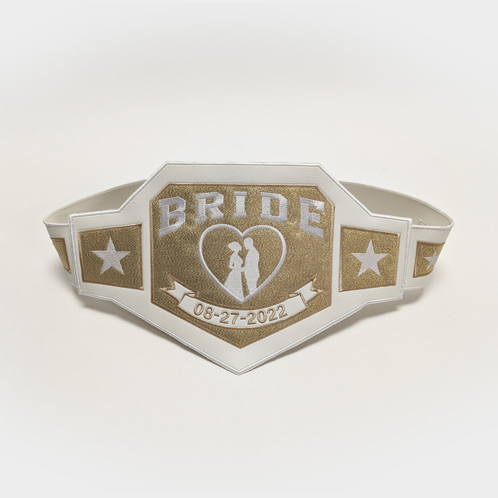 bride groom wrestling style belt wedding anniversary celebration