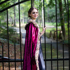 Medieval Royal King Queen Cloak Cape with Sherpa Trim and Metal Clasp