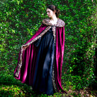 Medieval Royal King Queen Cloak Cape with Sherpa Trim and Metal Clasp