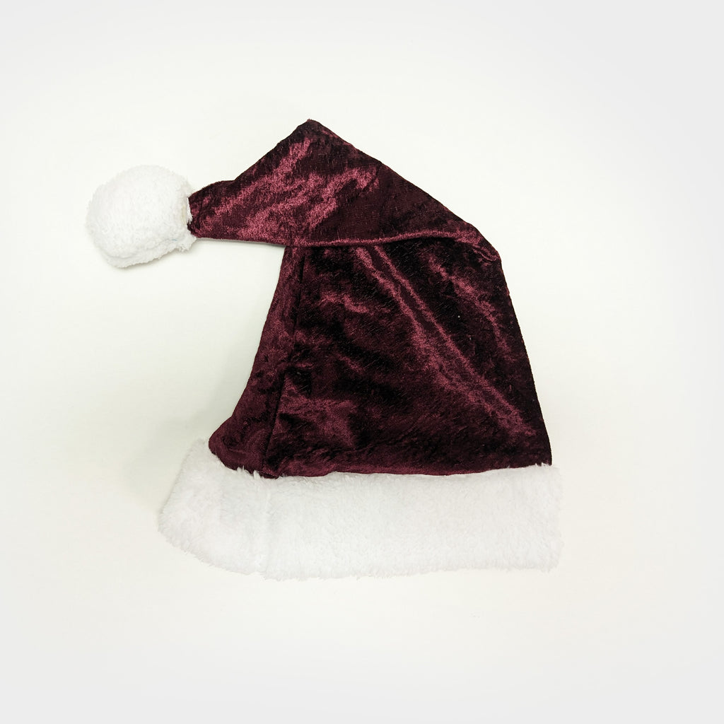 santa hat burgundy crushed velvet velour christmas holiday