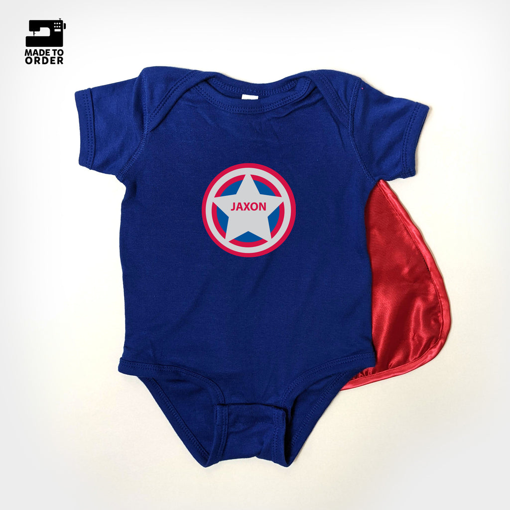captain america personalized onesie baby snapsuit star