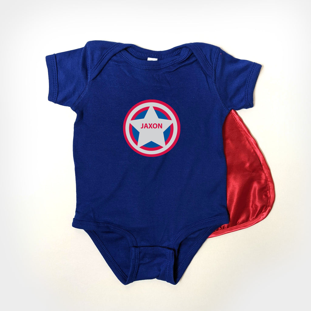 captain america personalized onesie baby snapsuit star 