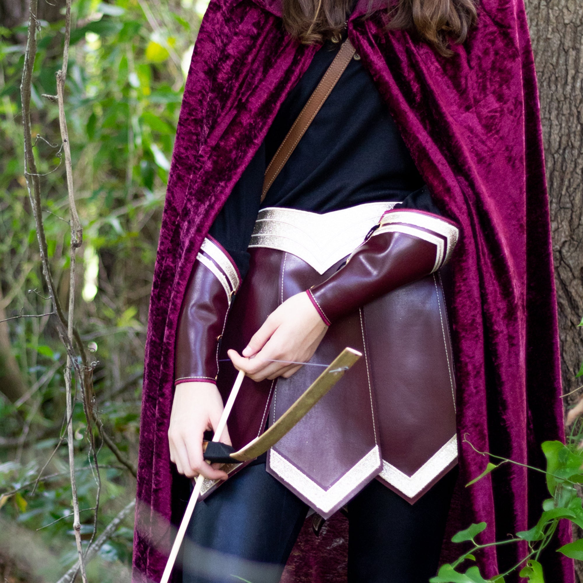 Deluxe Medieval Bracers Arm Bands Burgundy Gold