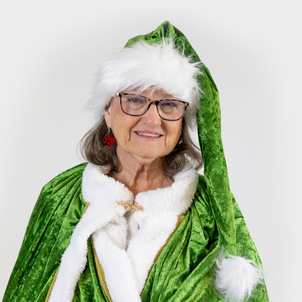 deluxe long velour santa Claus holiday christmas hat green