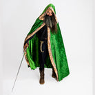 Medieval Princess Royal Cloak with fox fur trim metal clasp, Viking Renaissance Cape with hood