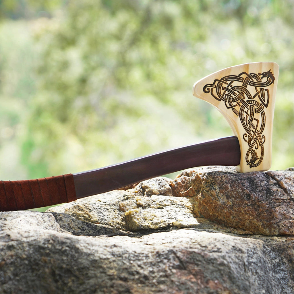 wooden play axe wood viking medieval