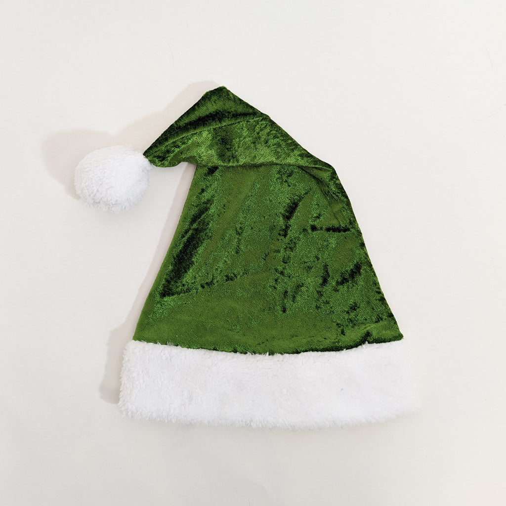santa hat green crushed velvet velour christmas holiday