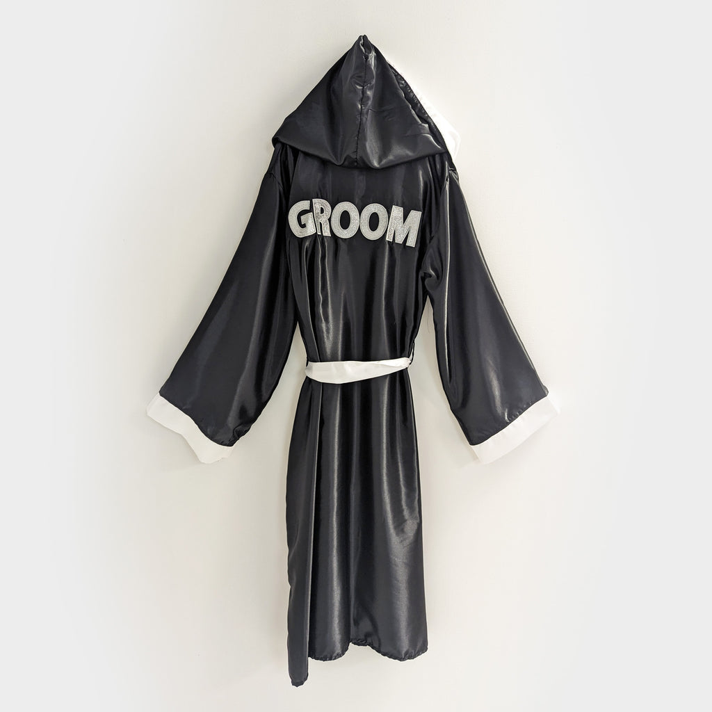 groom personalized satin robe black wedding bachelor party