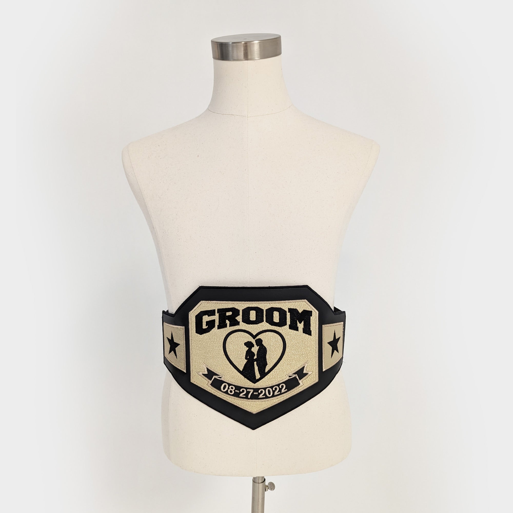 bride groom wrestling style belt wedding anniversary celebration
