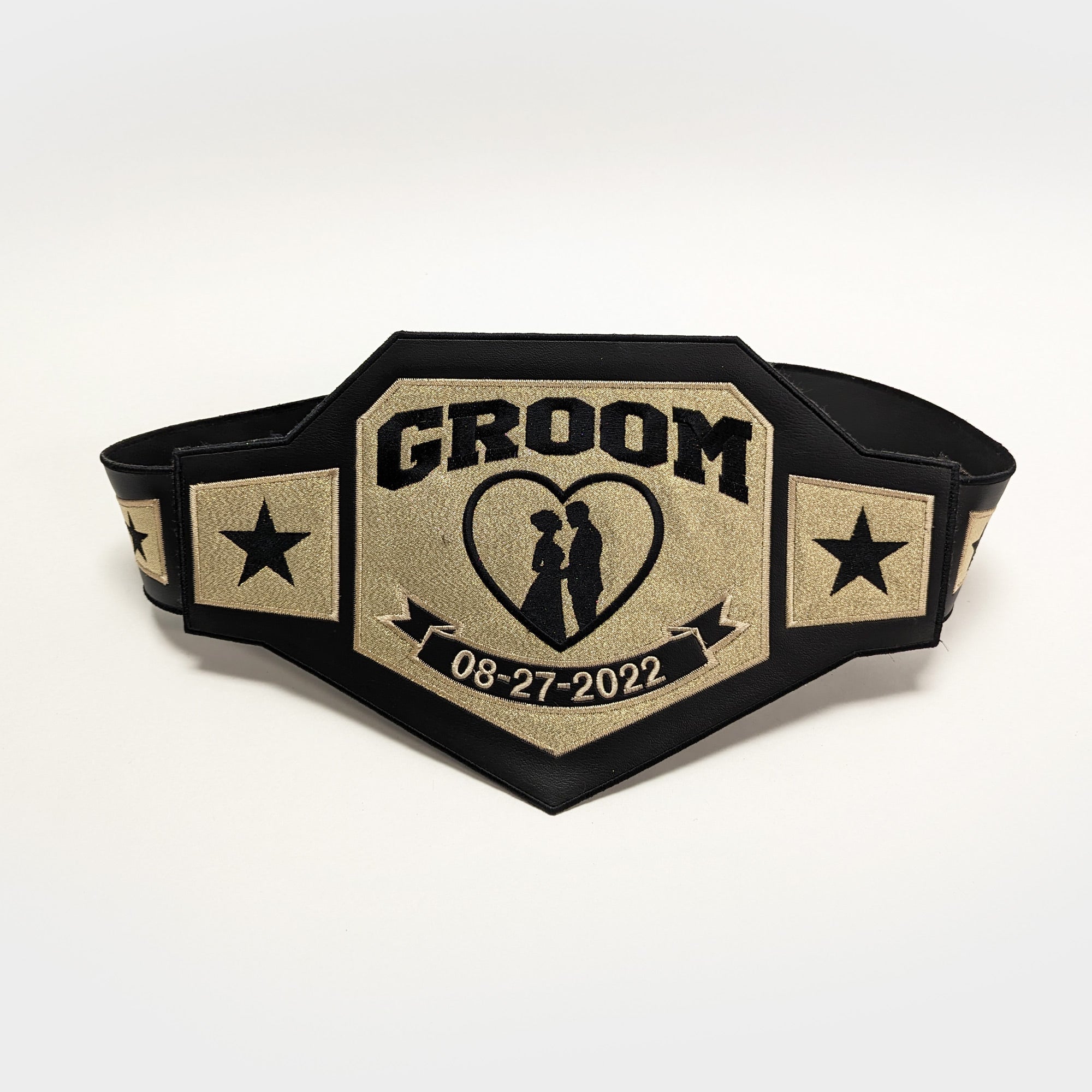 bride groom wrestling style belt wedding anniversary celebration