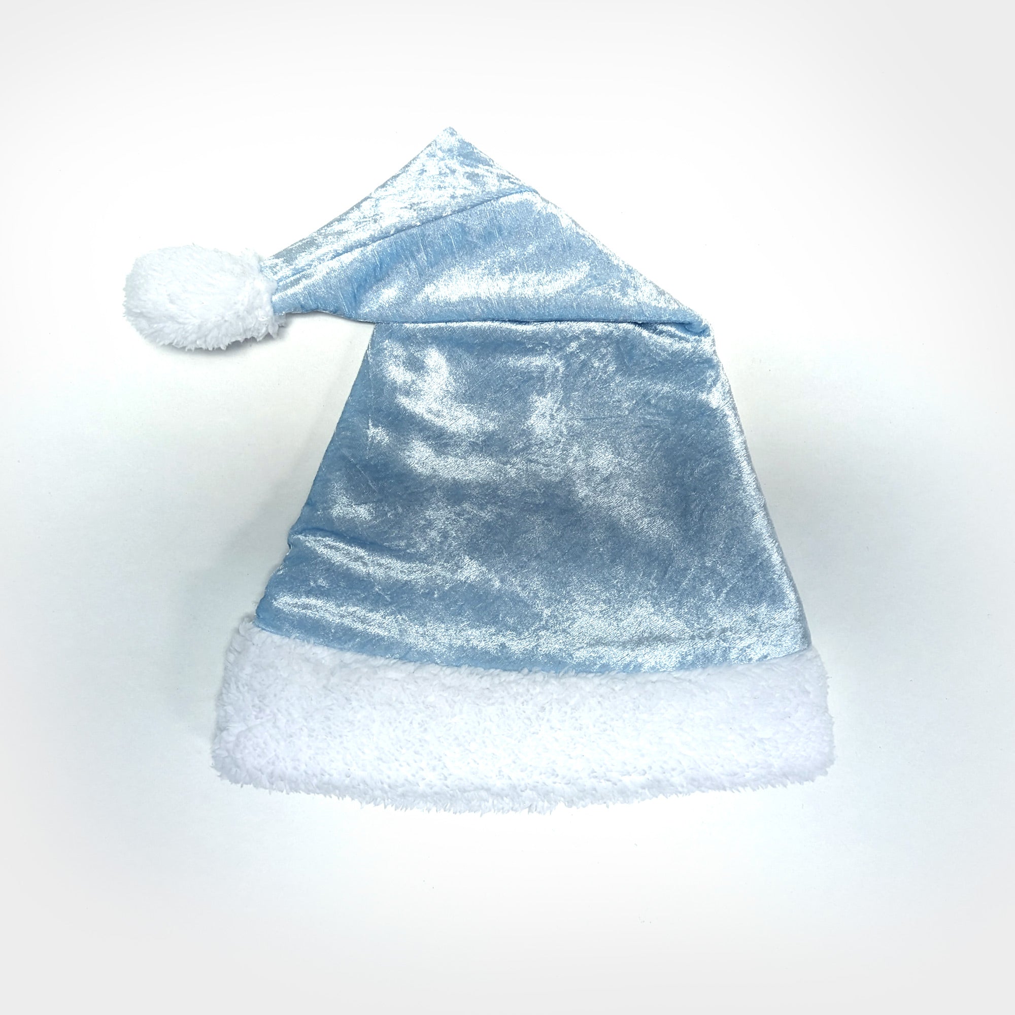 santa hat light blue crushed velvet velour christmas holiday