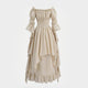 medieval long sleeve ruffle hem dress renaissance 