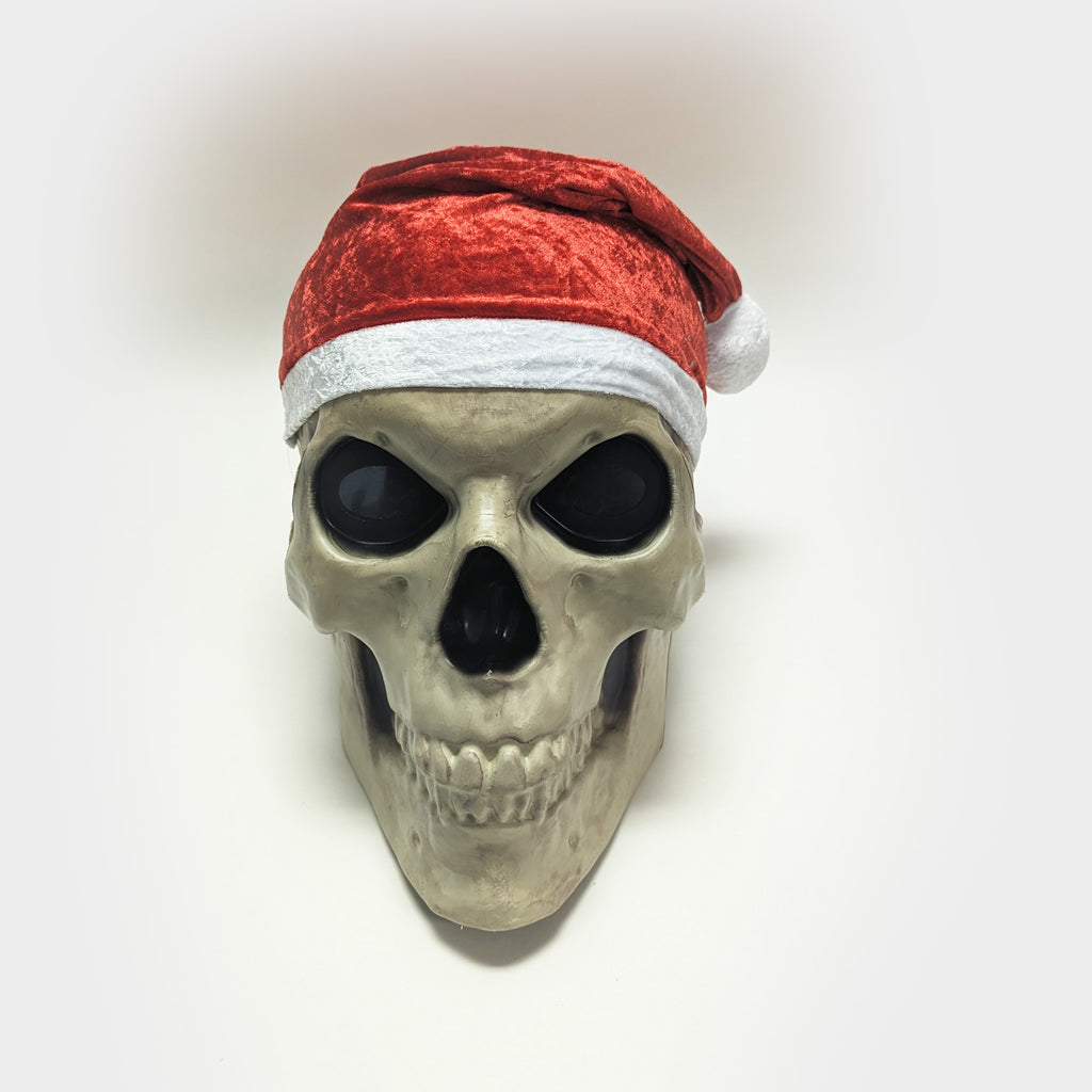 Large Red Skeleton Santa Hat 12 foot Home Depot Skull