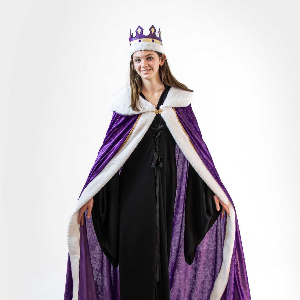 Royal King Queen Princess Cloak Cape with Trim and metal clasp