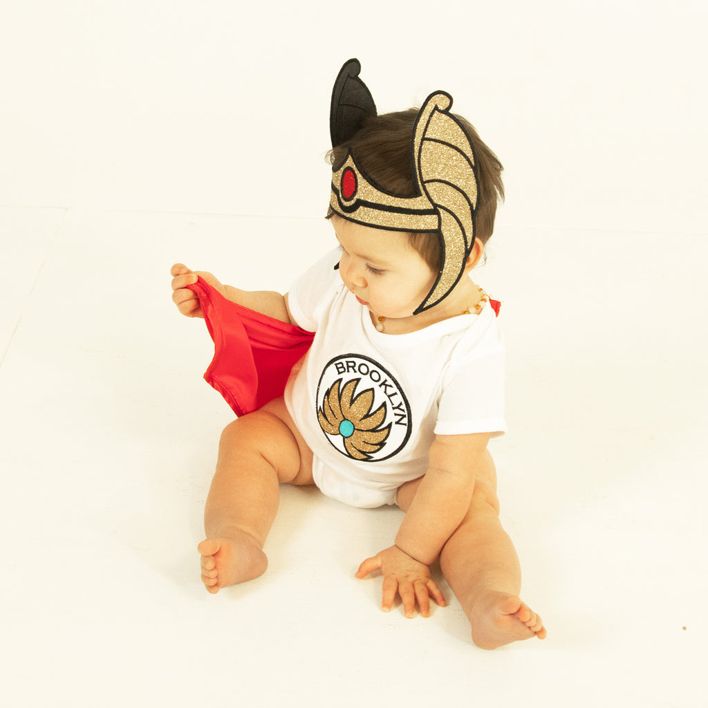 Everfan Baby Snapsuit Onesie Shera Warrior Princess Superhero Cape Personalized