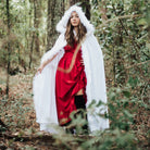 white cloak large hood fur trim medieval cosplay