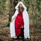 white cloak large hood fur trim medieval cosplay