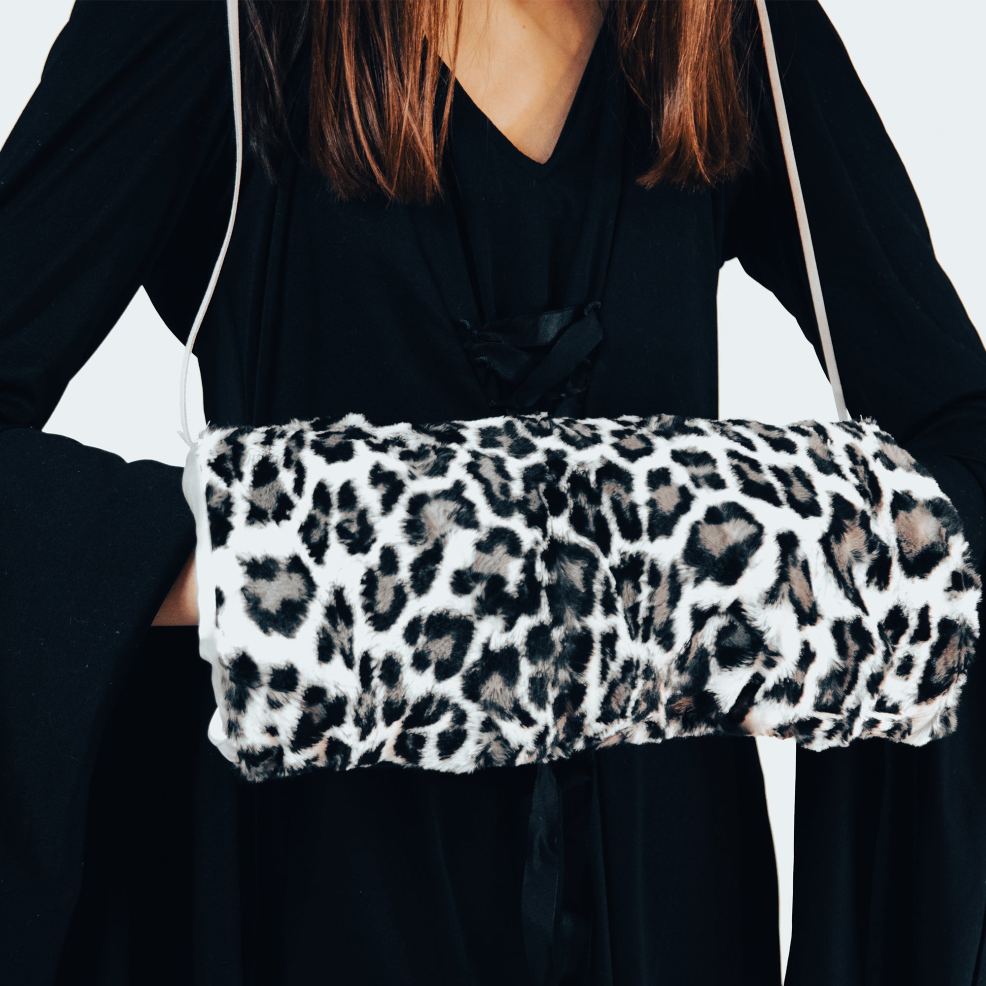 animal print fur hand muff