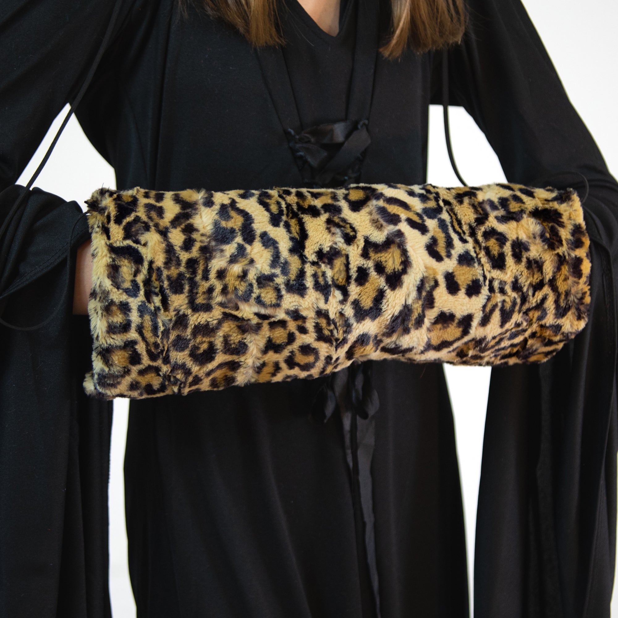animal print fur hand muff