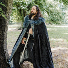 medieval viking cloak fur mantle trim