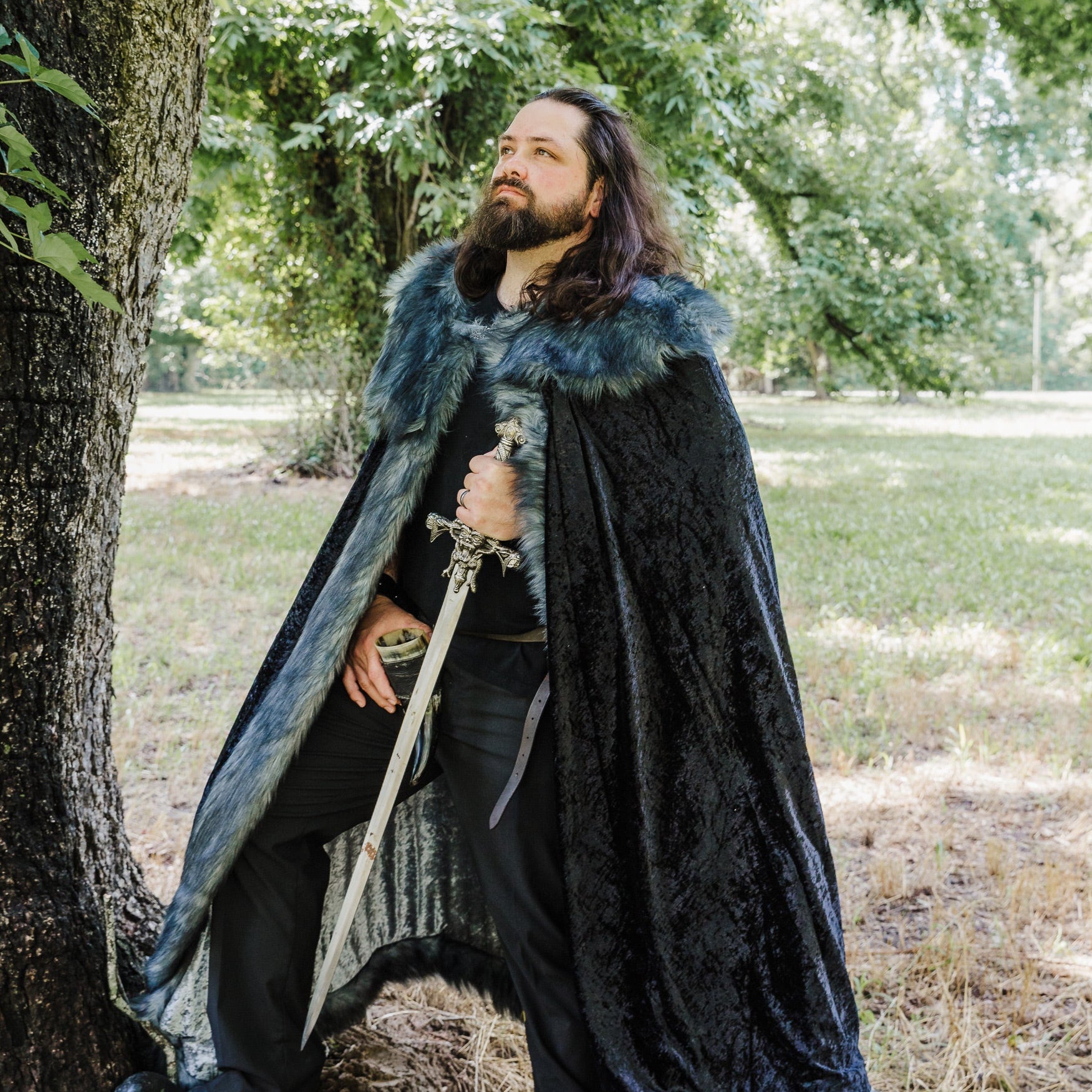 medieval viking cloak fur mantle trim