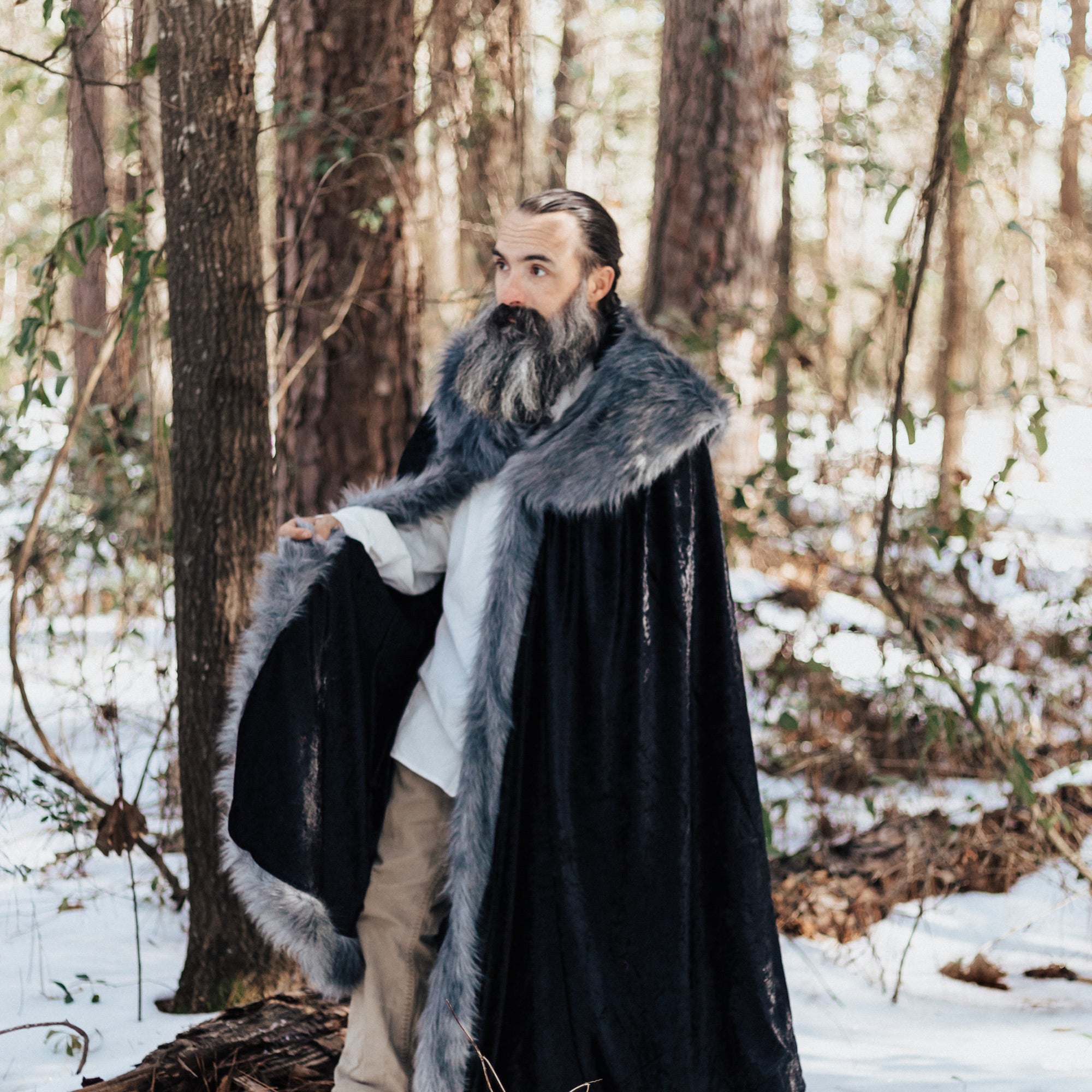 Adult Viking Cloak with Fur Mantle and Metal Clasp Small (Kids