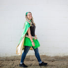 Reversible Superhero Cape Green Gold Double Sided Custom Costume