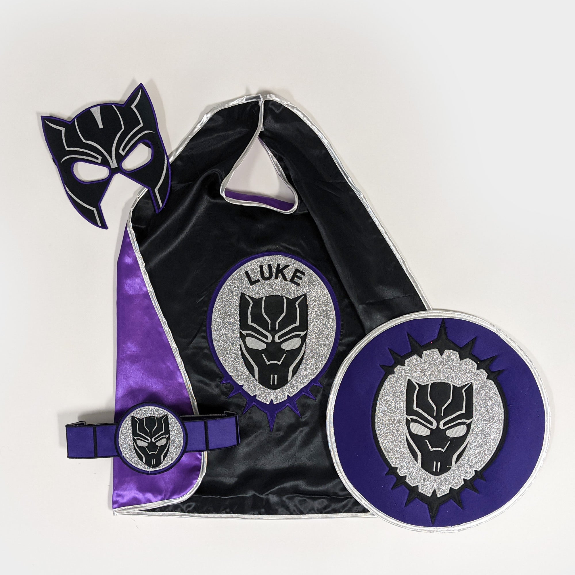 black panther costume set superhero cape mask belt shield marvel wakanda
