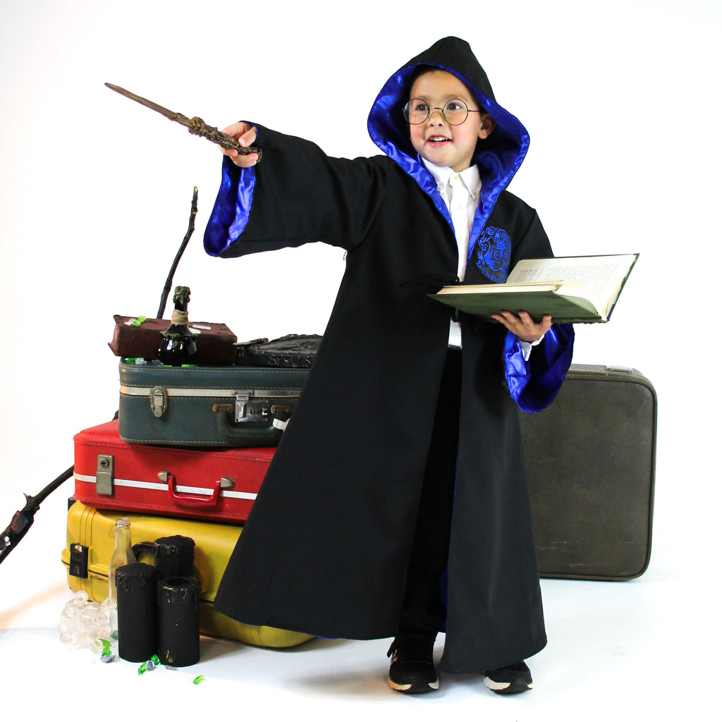 Black Harry Potter Wizard Robe with sleeves and hood, Hooded Renaissance Medieval Magician Cape, Hogswart Cosplay LARP Cloak